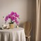 Artificial Orchid Flower with Vase, White Orchid Bonsai Faux Orchid Phalaenopsis Plant Pot Arrangements for Home Decoration (Purple,Gold Vase)